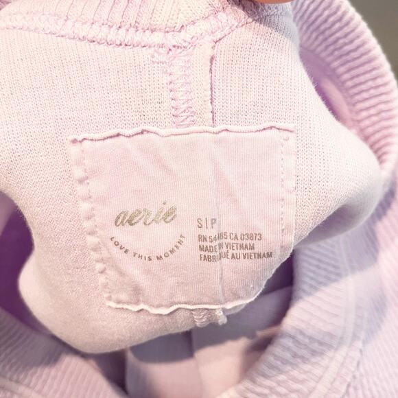 Aerie Wonder Textured Waffle V Neck Oversized Sweatshirt Purple Small - Picture 3 of 6